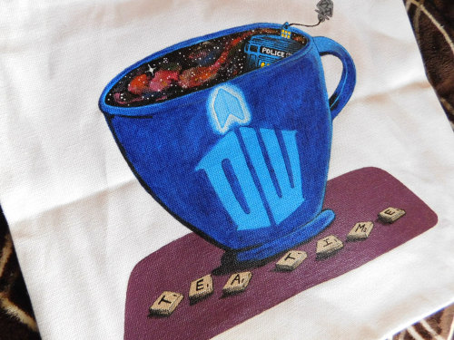 Dr.Who &lsquo;Tea Time&rsquo; canvas bag Visit our Etsy store, you can order a personalized 