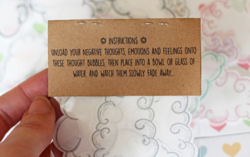 hellishwitch:stimmyelliot:selfcareshop:These thought bubbles melt away completely in water. Write on