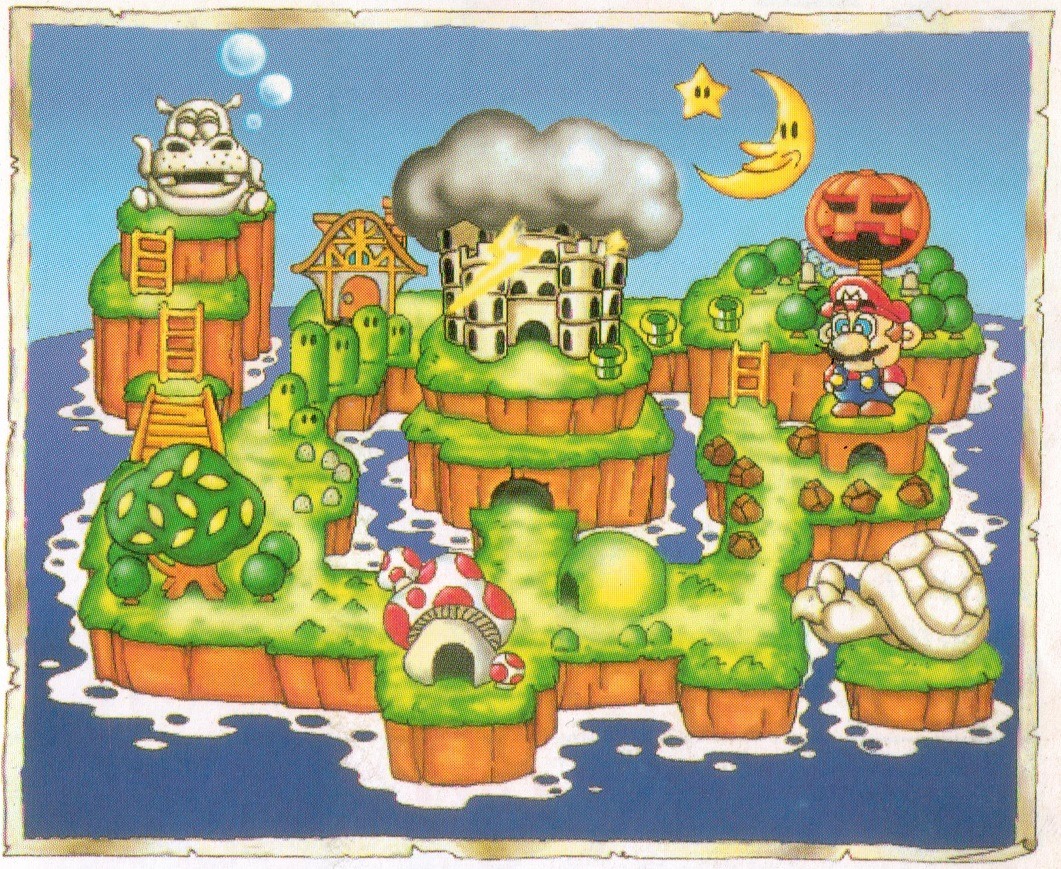 Supper Mario Broth - Map of Mario Land from a Japanese guide for Super
