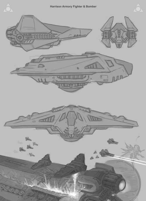 Lancer Battlegroup Harrison Armory fighter + bomber sketches