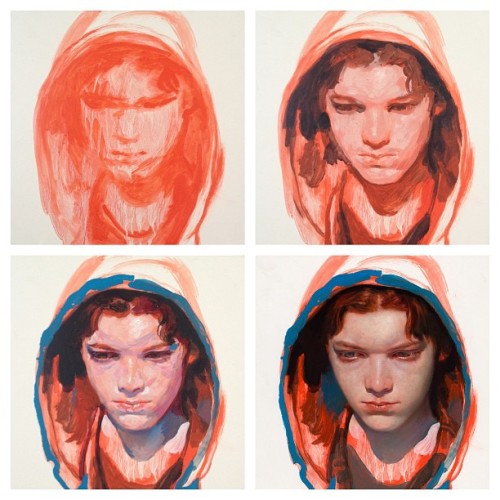 James Jean Cameron Monaghan (Process) Acrylic & Oil on Wood Panel, 12 x 12”, 2012.  