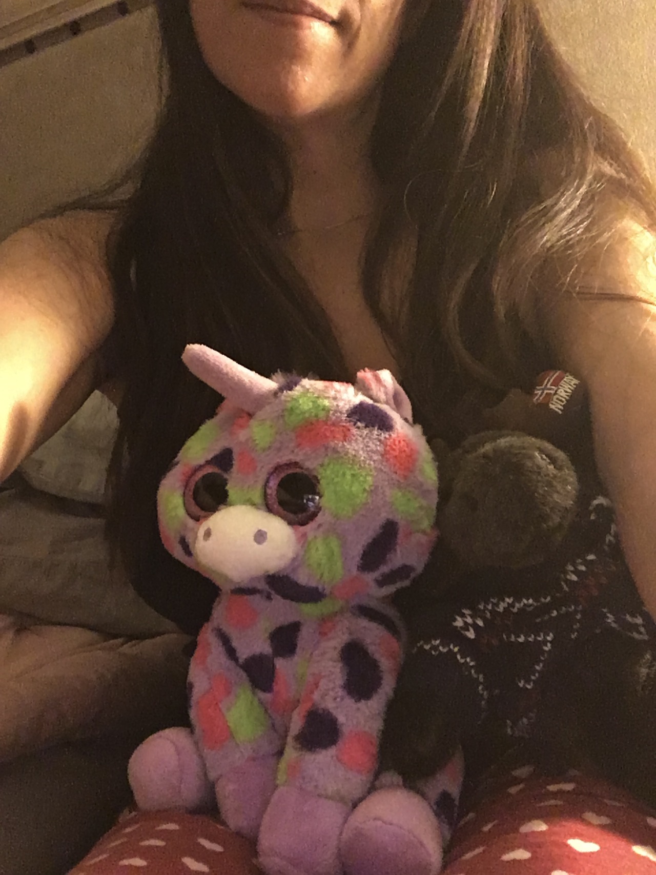 sassysparkledoc: My new unicorn stuffie, Sparkle, and of course, Mini Moose. We’re