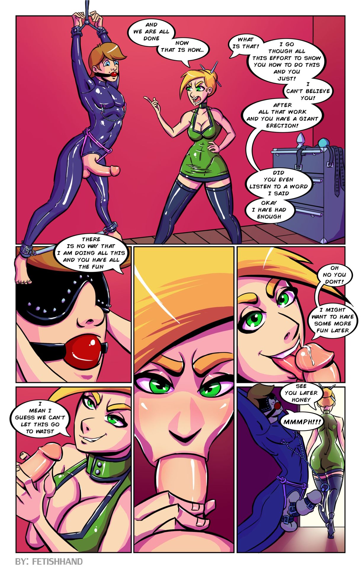 fetishhand:  This is a single comic page commission that I created for a latex loving