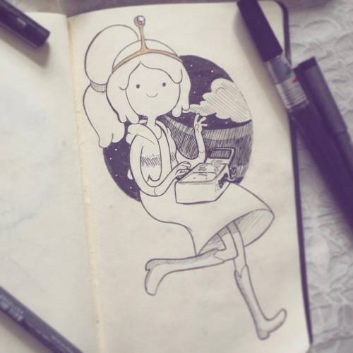 manee-sketch:  INKtober Day 7  Princess Bubblegum and BMO  