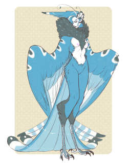 henzolin:  I was just doodling bird people when I had sketched this particular lady out. She reminded me of Ari, so I decided to finish her up and give her away as a gifty. Ari picked out the colors and I ran with it ovo 