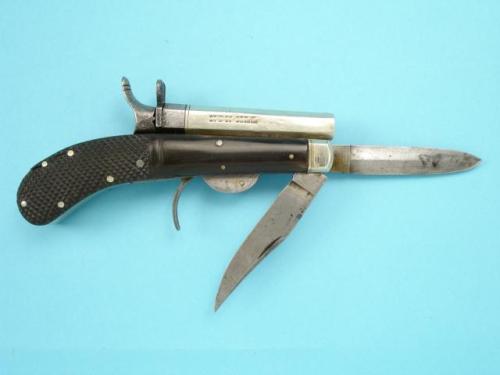 Pocket knife/pistol produced by Unwin & Rogers of Sheffield, mid 19th century.