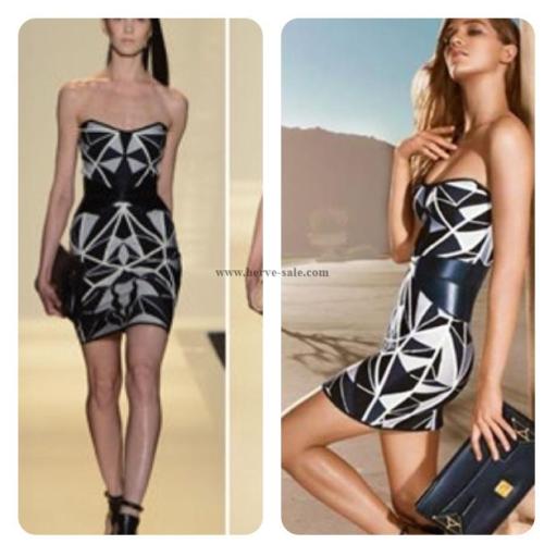 Herve Leger new black and white colorblock bandage dress HL1115BW. Find it at http://www.luxurydress