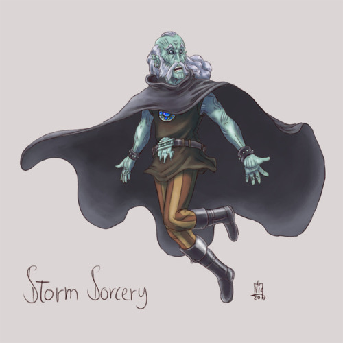 STORM SORCERY (♂ genasi, water) From the Sea of Fallen Stars comes this water genasi channeling the 