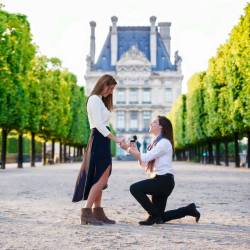 mineoflove:  More classy lesbians here Ashlyn &amp; Andi got engaged this week in Paris! Fot. Freedom to Marry 