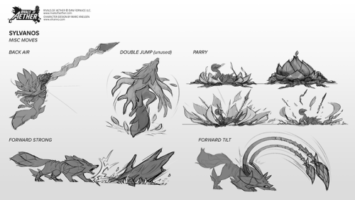  Today I’m sharing some concept sketches for @RivalsOfAether’s Sylvanos. In his Nspecial