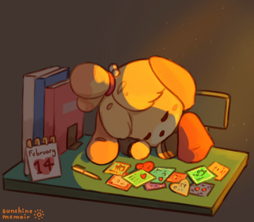sunshinememoir:Isabelle is not letting anyone go without a card this Valentine’s Day. But it looks l