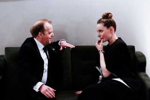 rebeccalouisaferguson:Rebecca Ferguson and Toby Jones behind the scenes at EE British Academy Film A