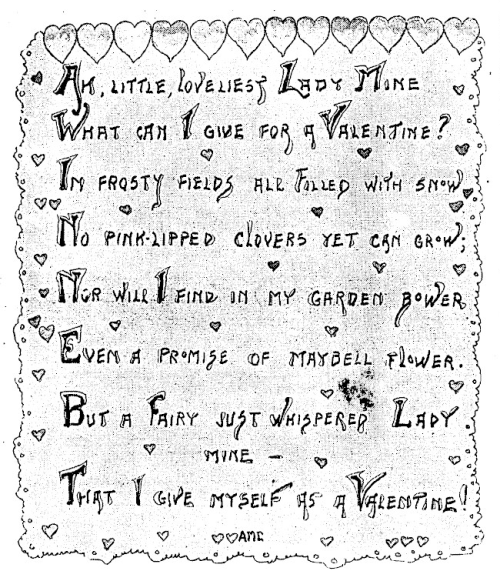 Vintage Valentine posted in the Farmer’s Wife magazine, 1911.