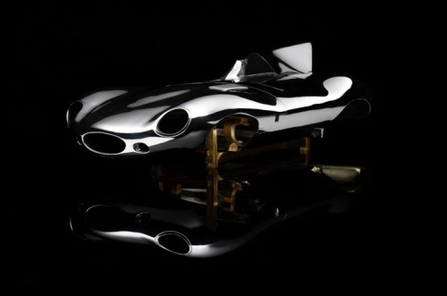 Solid silver Jaguar D-Type sculpture.(via Solid silver Jaguar D-Type sculpture | crankandpiston.com 