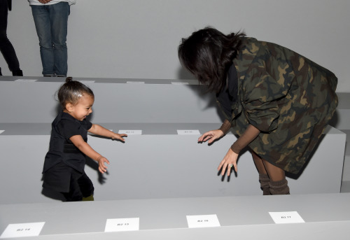 ikonicgif:Kim Kardashian and North West at the adidas Originals x Kanye West YEEZY SEASON 1 fashion 