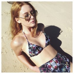 Warming Up ☼ Zoe Wears Our Midnight Tropic Triangle Top And Pinup Bottoms #Castaway