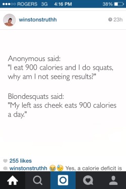 blondesquats:  dateswithweights:blondesquats your wisdom has made the jump to Instagram.  Your replies get me every time. 