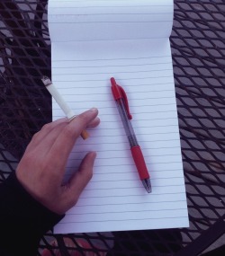 fickleheartbeats:   upward-spiralx:   mostlyfiction:  fresh journals and cool autumn afternoons are the best kind  minus the cigarette, this is perfect.   who the fuck cares about the cigarette 