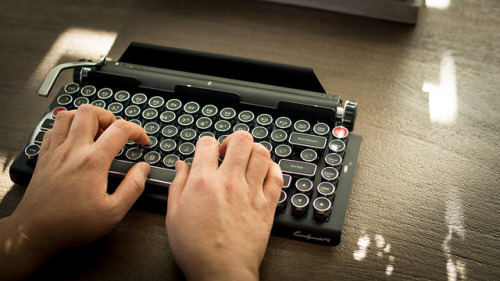 veesko:  Qwerkywriter - A Modern, Romantic Take on TypewriterBring out the old-school typist in you with Qwerkywriter, a vintage-inspired mechanical keyboard, complete with Bluetooth and a built-in stand for tablets and smartphones. In order to provide