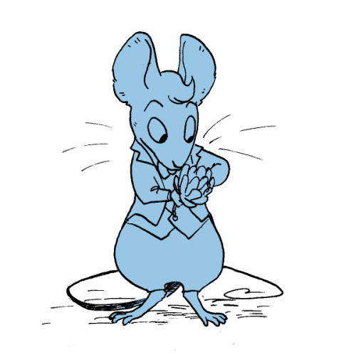 gearfish:Comic about a mouse putting on a tiny tuxedo