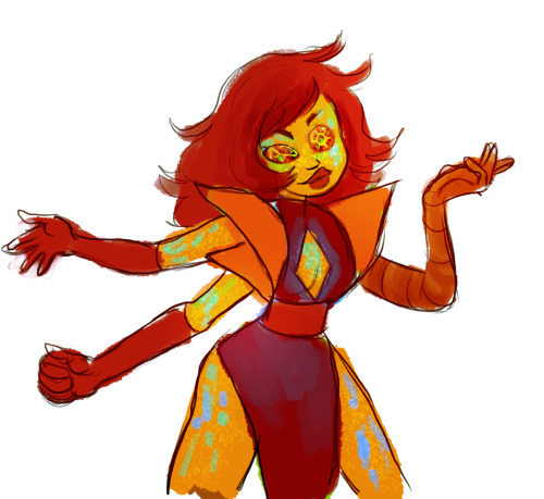 wecansexy:Fusion between Terezi (Pyrope) and Vriska (Sunstone)…. Fire Opal!! She could probab