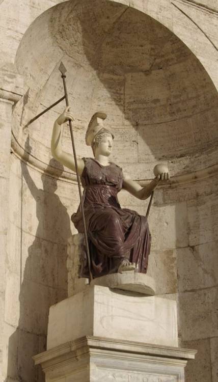 legendary-scholar:  Porphyry and marble Roman statue of Goddess Rome Adrian, Rome Capitolium Italy.