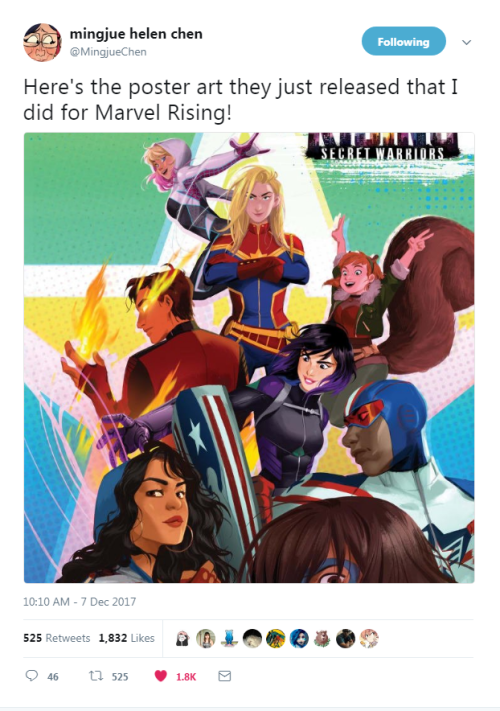 “Here&rsquo;s the poster art they just released that I did for Marvel Rising!” - mingjue helen chen‏
