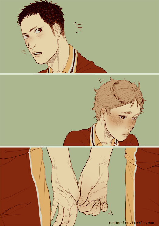 moksutinn:  my friend wanted a comic about daichi and suga holding hands for the