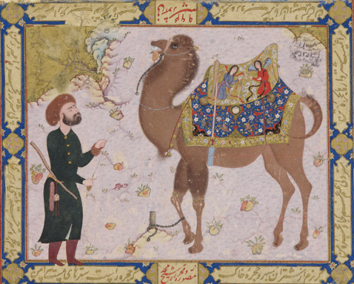 Folio from an unidentified album; Camel and KeeperShaykh Muhammad. Mashhad, Iran: 1556-1557