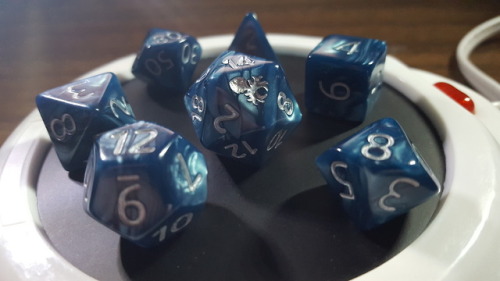 Dice Set of the Day - #69 - Dark Blue w/ Silver InkAnother Kraken Signature today, Cadet Blue with S