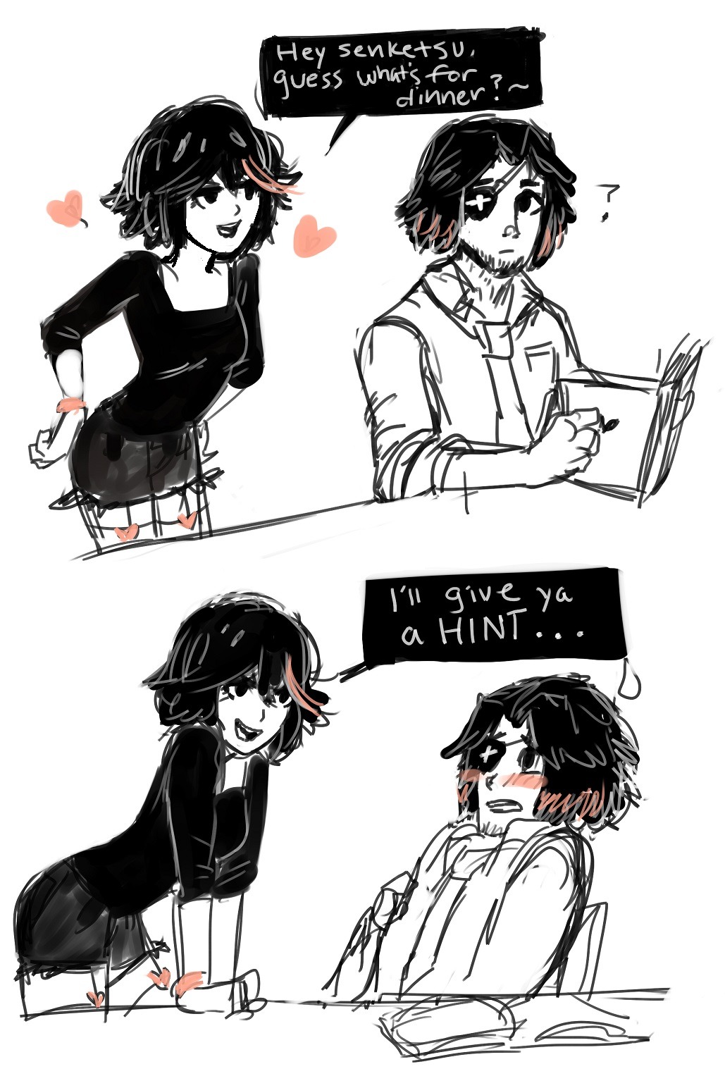 secretmusician23:  when Ryuko made food for Senketsu one time (based on http://spurkeht.tumblr.com/post/131601825310/actually-its-the-other-way-around)