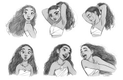 cosmoanimato: Moana facial expressions.                                           It was very challenging to make her every expressions and attitudes look like a 14 year old girl. Drawing a girl is always much harder than drawing a male character at least