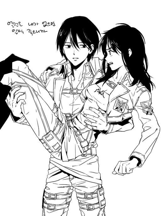 Shingeki No Eremika — rivaillady: Male!Mikasa and Female!Eren art :...