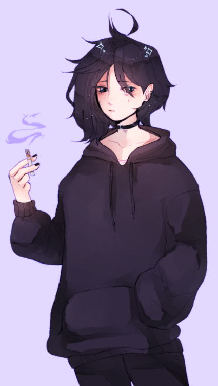 Emo Anime Boy With Hoodie