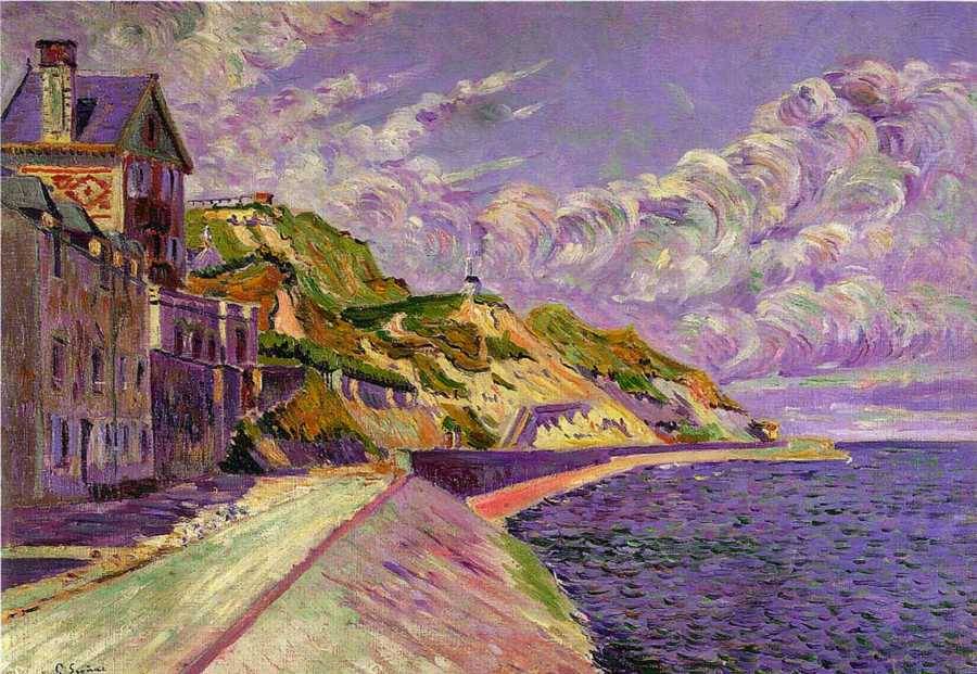 huariqueje:Port en Bessin , Le Catel  -  Paul Signac 1884