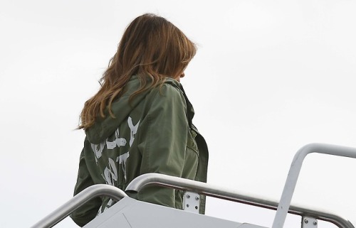 Melania Trump’s outfit choice is raising eyebrows today. As she arrived at Andrews Air Force B