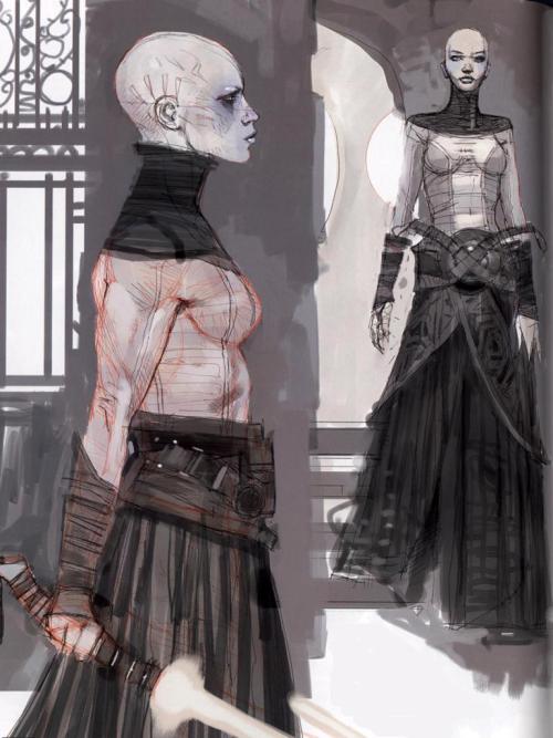 alwaysstarwars:  Stunning concept art for a female Sith by Dermot Power These illustrations, originally developed for Attack of the Clones, would later be used as the basis for Asajj Ventress. 