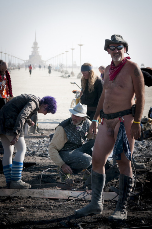 mynakedlife-rb:Adventures at Burning Man. Saturday night “The Man” burns, Sunday morning I always go