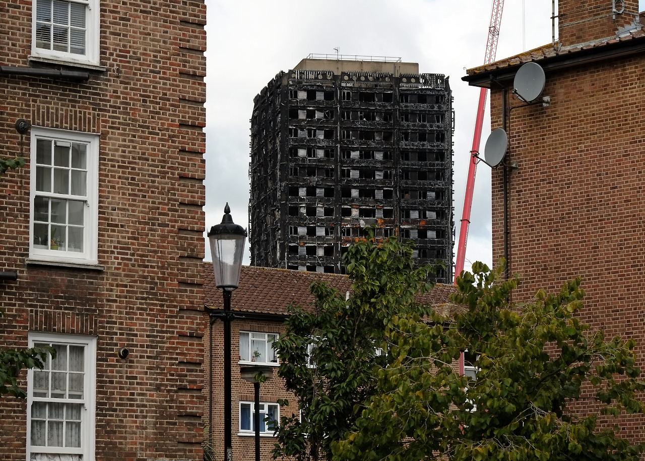 scavengedluxury: Grenfell Tower. London, August 2017. Literally a skeleton at the