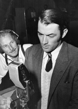  Gregory Peck hosts a radio show, The Driven Snow, 1949. 