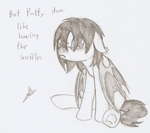 shootingstarsafterdark:Today’s doodle is brought to you by life update. Puffy has the sniffles and feeling very sorry for herself.Yeah, I know all the remedies, so you don’t need to write me all the cures for the sniffles.Enjoy.  Aww ;w; Get well