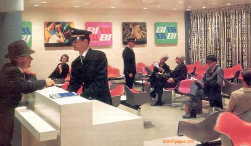 Alexander Girard, design for new gate and ticket counter look of Braniff Ariways, 1960s. The Braniff