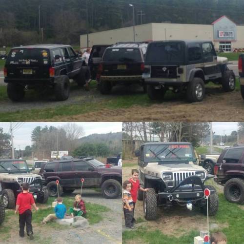 Jeeps represented at cars &amp; coffee Milford,Pa #jeep #carsandcoffee #xj #yj #zj #mud #dirtyje
