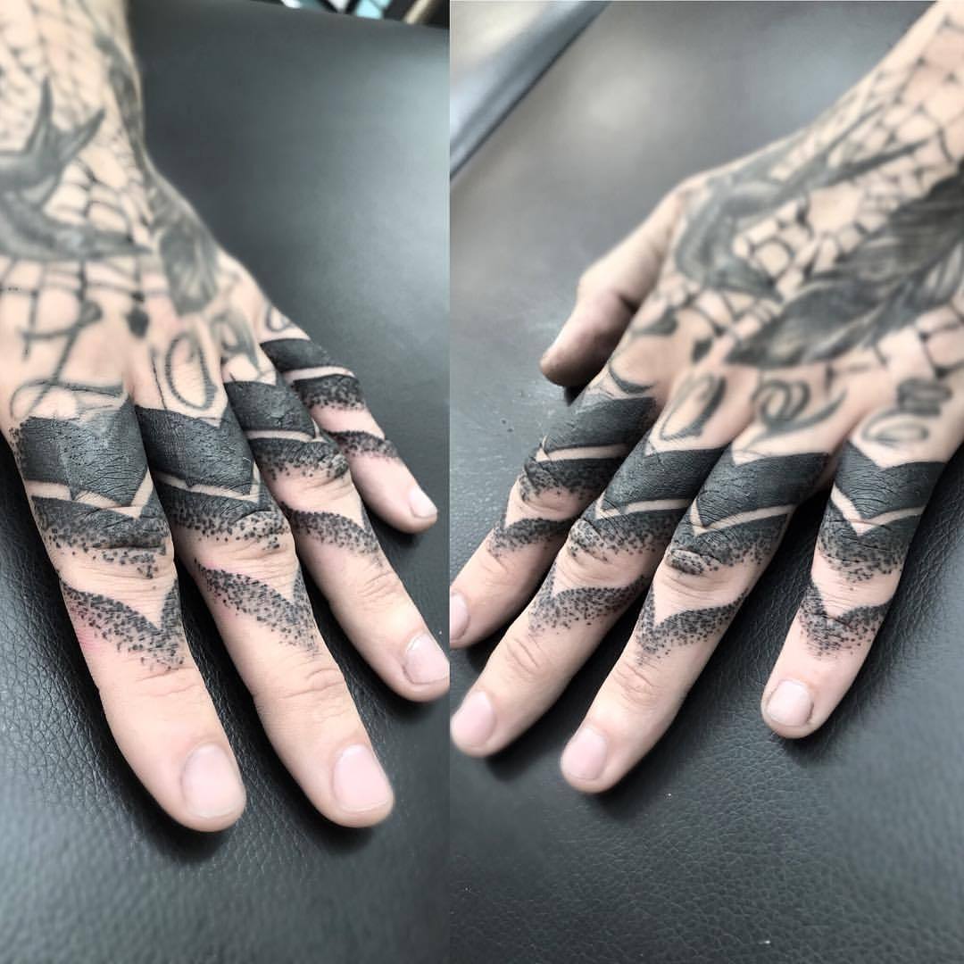 Four Fingers Squares Blackwork tattoo  Best Tattoo Ideas Gallery