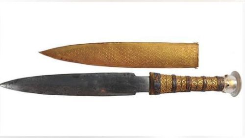 Iron dagger from King Tut’s tomb which was forged from a meteorite, 13th century BC.