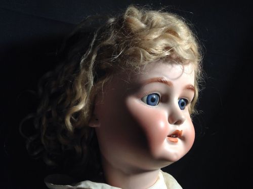 hazedolly: Antique bisque doll emerging from adult photos