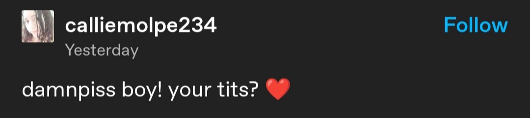 kismesisstude:i didnt even realize this was a porn bot i was like yeah thats a regular