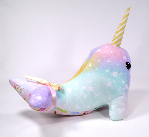 Some big pastel narwhals I made.  These soft cuties are ready to join your pastel room and keep