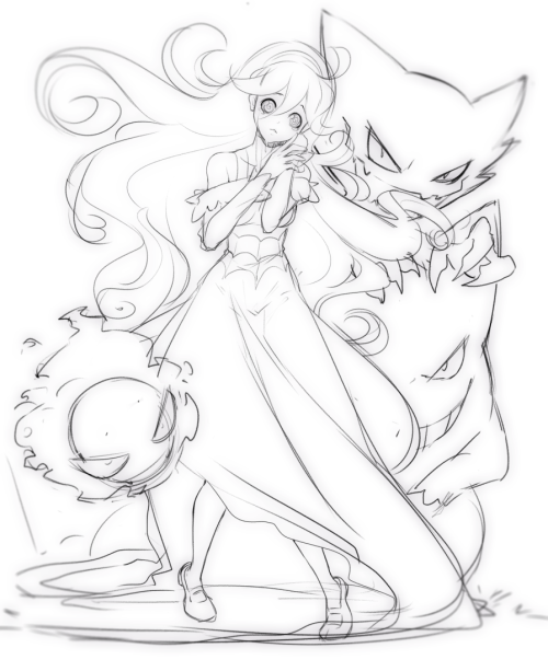 sootysheepart:  WIP of this months winner Hex maniac. Can’t wait to get to colors. [Patreon][Twitter]
