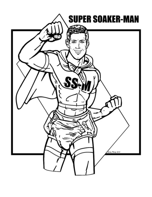 A COLOR-ME PAGE!SUPER SOAKER-MAN!A Hero For the AB-DL Fan!YES!  It’s SUPER SOAKER-MAN!Who, in his di